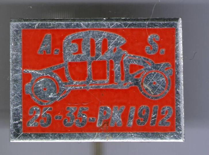 25-35 PK1912 rood op alu oldtimer auto speldje ( A_005 ), Verzamelen, Speldjes, Pins en Buttons, Zo goed als nieuw, Speldje of Pin