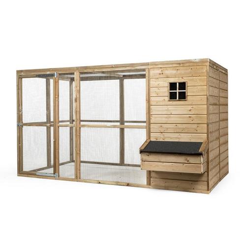 Houten kippenren met nachthok of sluis, Dieren en Toebehoren, Pluimvee | Toebehoren, Nieuw, Kippenhok of Kippenren, Ophalen of Verzenden