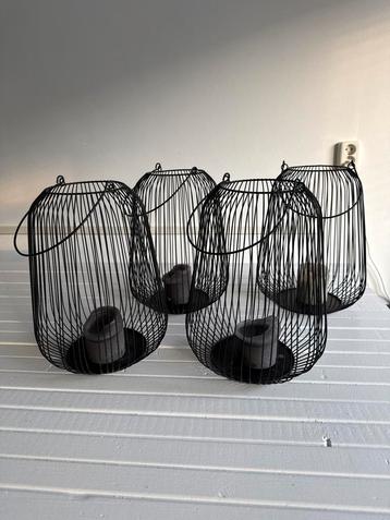 Zwarte metalen kandelaars (set van 3) sfeerlicht windlicht beschikbaar voor biedingen