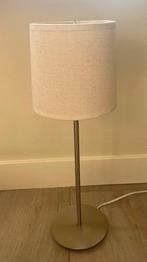 Tafellamp rvs met beige linnenlook kapje 44cm, Ophalen of Verzenden, Zo goed als nieuw, Minder dan 50 cm