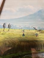 Prent, vintage, China, rijstvelden, sticker op achterkant W., Huis en Inrichting, Ophalen of Verzenden, 'T Olde Gre-j, Info@toldegrej.nl