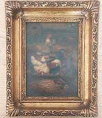 Kippen in "gouden" lijst .. D. Goetz (gesigneerd)...., Ophalen of Verzenden