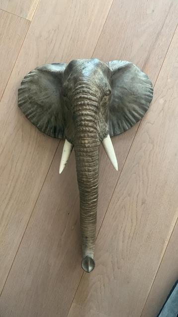 Olifantenkop Wanddecoratie - Polystone - 53x32 cm beschikbaar voor biedingen