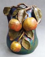 Om 1880 - 1910 Art Nouveau Florale Fruit Appels Vaas Bokaal, Antiek en Kunst, Ophalen of Verzenden