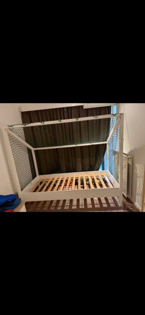 Voetbalbed met 2 lades, Huis en Inrichting, Slaapkamer | Bedden, Gebruikt, 90 cm, Eenpersoons, Wit