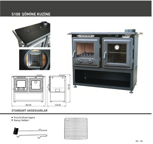 S108 Sabah Luxe Open Haard Kachel + Oven + Gietijzer+ Zwart, Huis en Inrichting, Kachels, Nieuw, Vrijstaand, Houtkachel, Hout