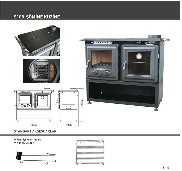 S108 Sabah Luxe Open Haard Kachel + Oven + Gietijzer+ Zwart, Huis en Inrichting, Kachels, Nieuw, Vrijstaand, Houtkachel, Hout