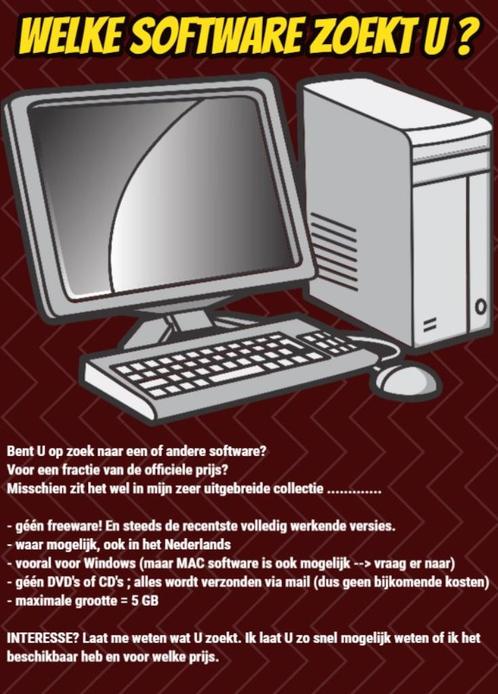 BENT U OP ZOEK NAAR SOFTWARE ?, Computers en Software, Overige Computers en Software, Verzenden