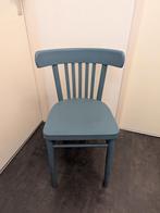Blauwe Houten Stoel vintage, Huis en Inrichting, Stoelen, Gebruikt, Eenvoudig, Blauw, Ophalen of Verzenden
