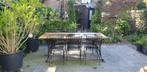 Gietijzeren tuin tafel met 6 stoelen, Tuin en Terras, Tuintafels, Ophalen, Gebruikt, Rechthoekig, Metaal