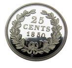 **  Mooie Penning 1850 - 25 Cent Willem 3  -  Silver plated, Verzenden, Zilver, Nederland