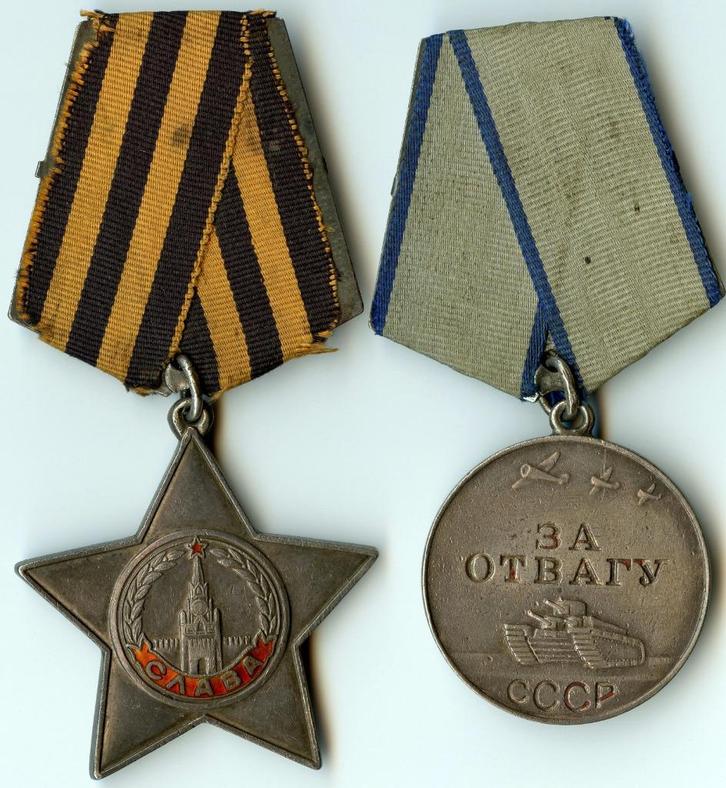 WO2 Soviet Medaille Set Dapperheid Orde Glorie Leningrad, Verzamelen, Militaria | Tweede Wereldoorlog, Landmacht, Lintje, Medaille of Wings