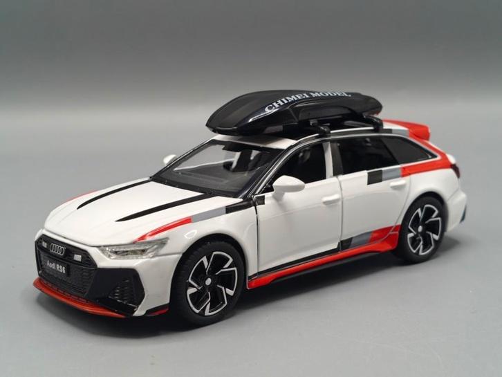 Diecast 1:32 Audi RS6 Avant met Dakkoffer & Verlichting NEW, Hobby en Vrije tijd, Modelauto's | 1:32, Nieuw, Auto, Overige merken
