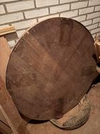 Massief rond eiken tafelblad  te koop, Ophalen, Gebruikt, Vijf personen of meer, 100 tot 150 cm