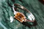 Exclusieve design ring goud/platina met citrien en diamanten, Ophalen of Verzenden, Zo goed als nieuw, 17 tot 18, Dame of Heer