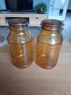 2 amberkleurige weckpotten uit Italie jaren 60/70 vintage, Gebruikt, Ophalen