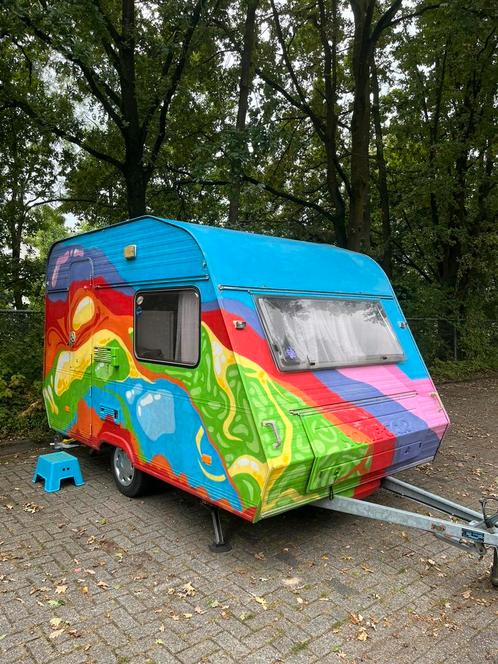 Caravan, Home-Car: vintage/ festival met opvallende print, Caravans en Kamperen, Caravans, Particulier, tot en met 2, 500 - 750 kg