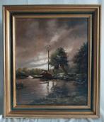 W Kroon (1946-2001) - Boot met sloep - 1980, Antiek en Kunst, Kunst | Schilderijen | Klassiek, Ophalen