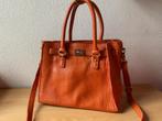 Mooie echt leren grote tas, oranje Birkin model .prima staat, Overige merken, Gebruikt, Oranje, Ophalen of Verzenden