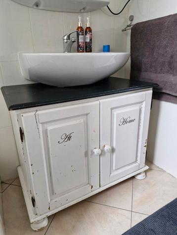 Wastafelkast met spiegel brocante