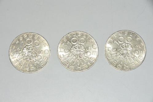 Drie zilveren 100 Oostenrijkse Schilling 1976 Johann Nestroy, Postzegels en Munten, Munten | Europa | Niet-Euromunten, Setje, Oostenrijk