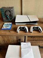 PS5 Slim Disk 1TB + 2 Controllers + Garantie en meer, Ophalen of Verzenden, Zo goed als nieuw, Playstation 5