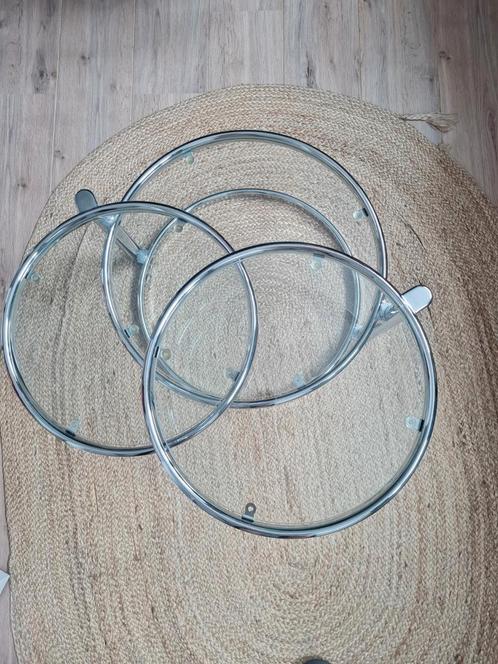 Leitmotiv doublet swivel bijzettafel glas, chroom, Huis en Inrichting, Tafels | Bijzettafels, Gebruikt, Minder dan 55 cm, Glas
