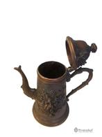 Antiek / oude brocante sier theepot barok koper gegraveerde, Antiek en Kunst, Antiek | Servies los, Ophalen of Verzenden