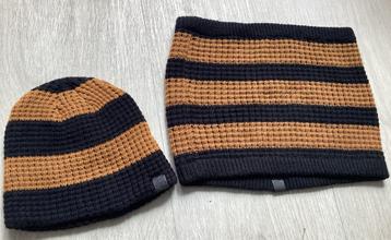Muts & Sjaal Set - Gestreept bruin / zwart beschikbaar voor biedingen
