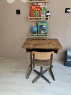 Vintage schoolbank met stoeltje, Ophalen, Gebruikt