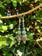 Oorbellen Gwennie kristalglas-parel-kraal verzilverd, Sieraden, Tassen en Uiterlijk, Oorbellen, Hangers, Blauw, Nieuw, Zilver