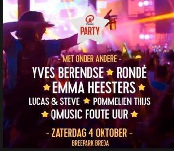 2/4/6 tickets Q-Music party 4 oktober 2025 beschikbaar voor biedingen