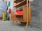 Vintage Jaren 60 Bar / LP Kast Mid Century Vitrinekast Rood, Gebruikt, Metaal, Met deur(en), Ophalen of Verzenden