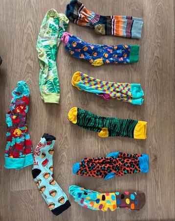 9 paar kleurrijke sokken maat 43-46 (8 paar van Happy Socks) beschikbaar voor biedingen