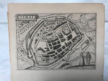 Antieke gravure Cimai, Guicciardini, 1613, afb. 17 x 12 cm. beschikbaar voor biedingen