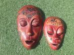 2 houten maskers, Ophalen of Verzenden