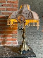 2 antieke brocante schemerlampjes met stoffen kap, Huis en Inrichting, Lampen | Tafellampen, Ophalen, Gebruikt, Brocante, Minder dan 50 cm