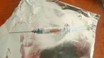 Antieke injectiespuit met draagsysteem, glas, Ophalen of Verzenden