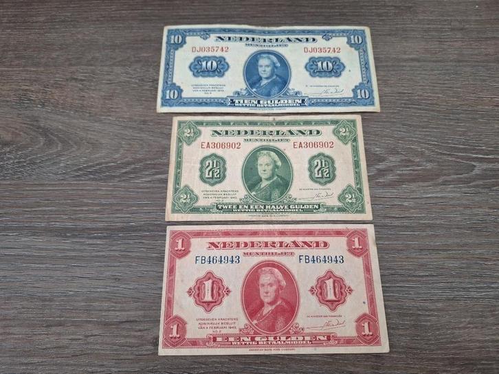 Setje biljetten 1 t/m 10 gulden 1943, muntbiljetten WOII, Postzegels en Munten, Bankbiljetten | Nederland, 10 gulden, Ophalen of Verzenden
