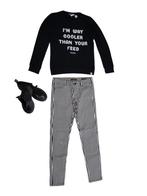 Gave SCOTCH R'BELLE stretch jeans zwart/wit streep mt 12/152, Kinderen en Baby's, Kinderkleding | Maat 152, Broek, Zo goed als nieuw