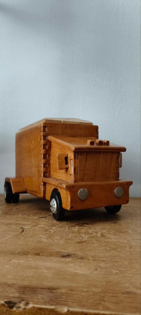 Vintage houten vrachtwagen – compleet met houten blokken, Antiek en Kunst, Antiek | Speelgoed, Ophalen