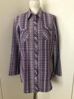 Lange Geruite Paarse Blouse, Ophalen of Verzenden, Zo goed als nieuw, Maat 38/40 (M), Paars