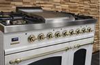 Luxe Fornuis Boretti 90cm hoogglans wit messing 300 oven, 60 cm of meer, Ophalen of Verzenden, Zo goed als nieuw, Energieklasse A of zuiniger
