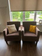Twee bruine fauteuils, Huis en Inrichting, Fauteuils, Ophalen, Gebruikt, Minder dan 75 cm, Stof