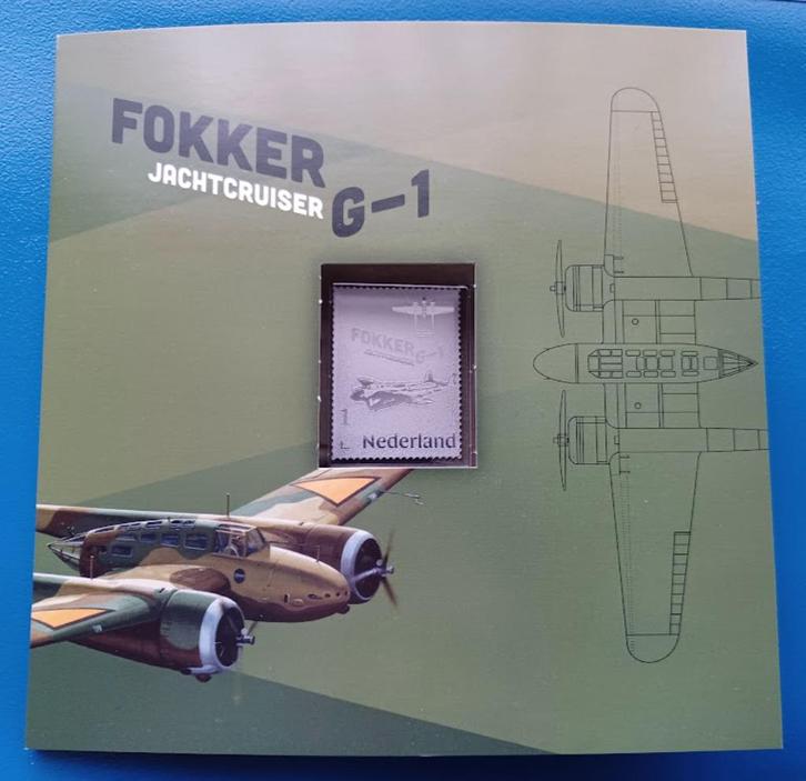 Postzegel met zilver – Nederlandse vliegtuigen: Fokker G-1, Postzegels en Munten, Postzegels | Nederland, Postfris, Na 1940, Verzenden