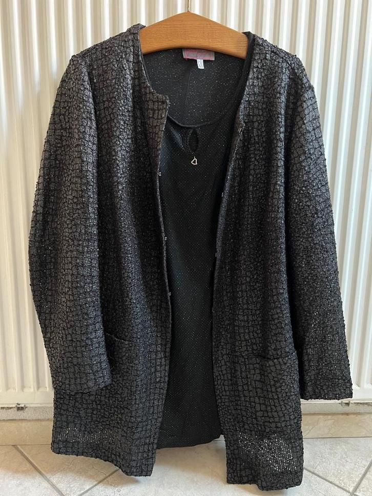 Erfo jasje maat 48, Kleding | Dames, Grote Maten, Zo goed als nieuw, Jasje of Colbert, Zwart, Ophalen of Verzenden