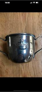 Verzilverde geboortebeker met eendje, Ophalen of Verzenden, Zilver