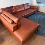 Bruine leren bank, Huis en Inrichting, Ophalen, Gebruikt, Leer