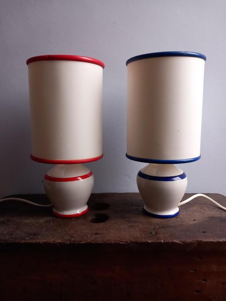 vintage lampjes jaren 80 Frans tafellamp rood blauw Bretons, Antiek en Kunst, Curiosa en Brocante, Verzenden