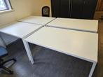 Vier witte tafels (bureautafels), 100 tot 150 cm, Modern, Gebruikt, Rechthoekig
